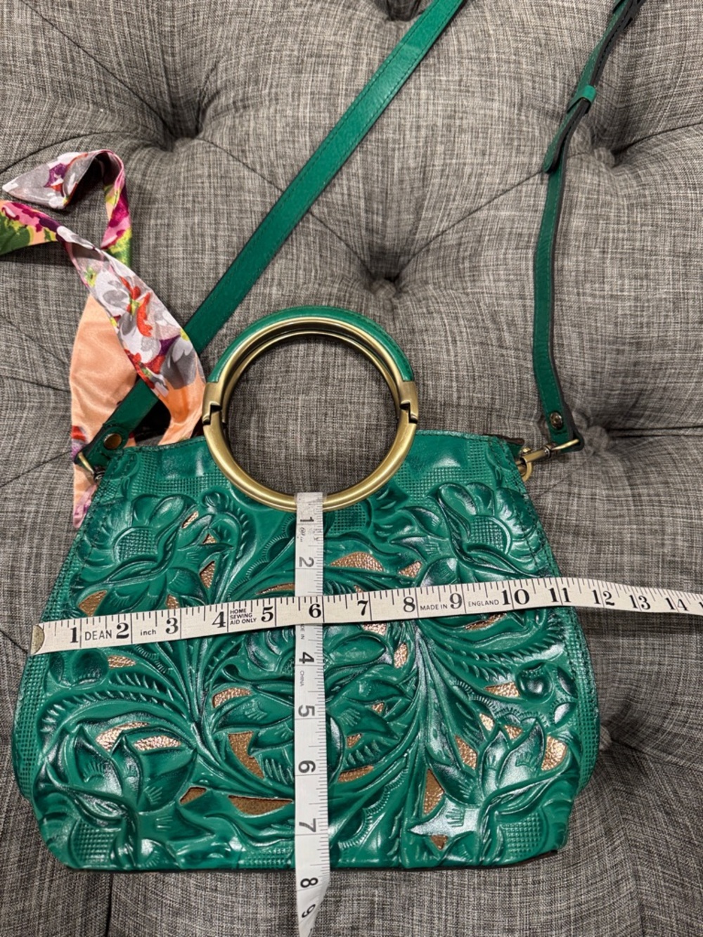Patricia Nash Bag Aria Double Ring Shopper Laser-cut Etched Leather Crossbody - Picture 17 of 17